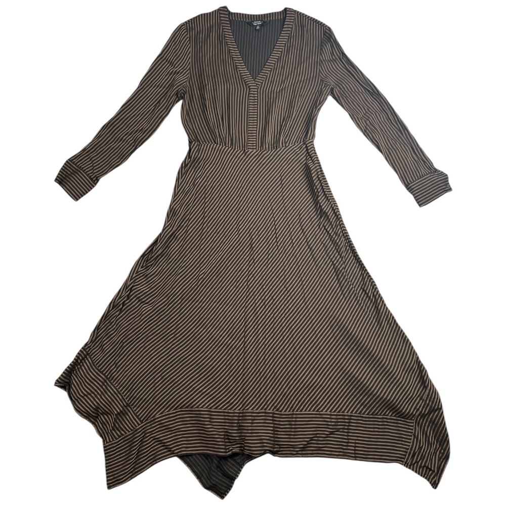 & Other Stories Paris Atelier Striped V Neck Long Sleeve Dress Asymmetrical - 8 - Picture 2 of 7